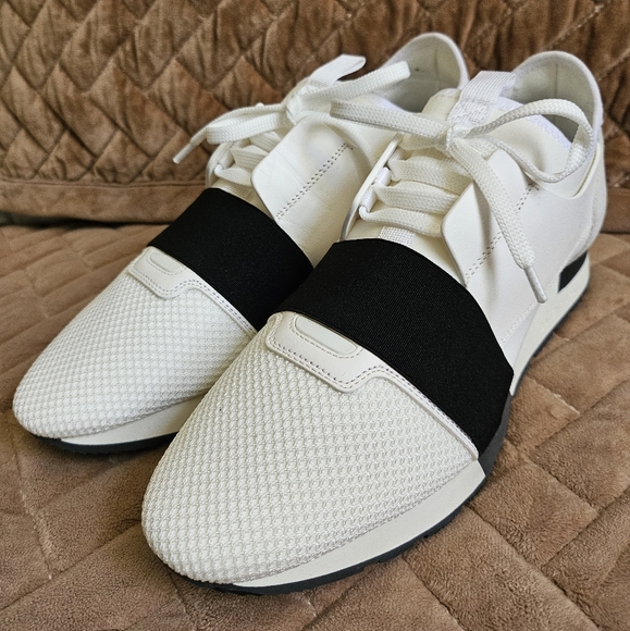 Balenciaga EU 42 US 9 UK 8 Race Runners Black White Blanc Noir Speed Track ITALY - Picture 13 of 13